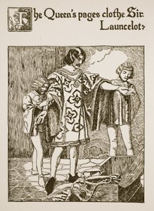 Les pages de la reine habillent Sir Launcelot, illustration de 
